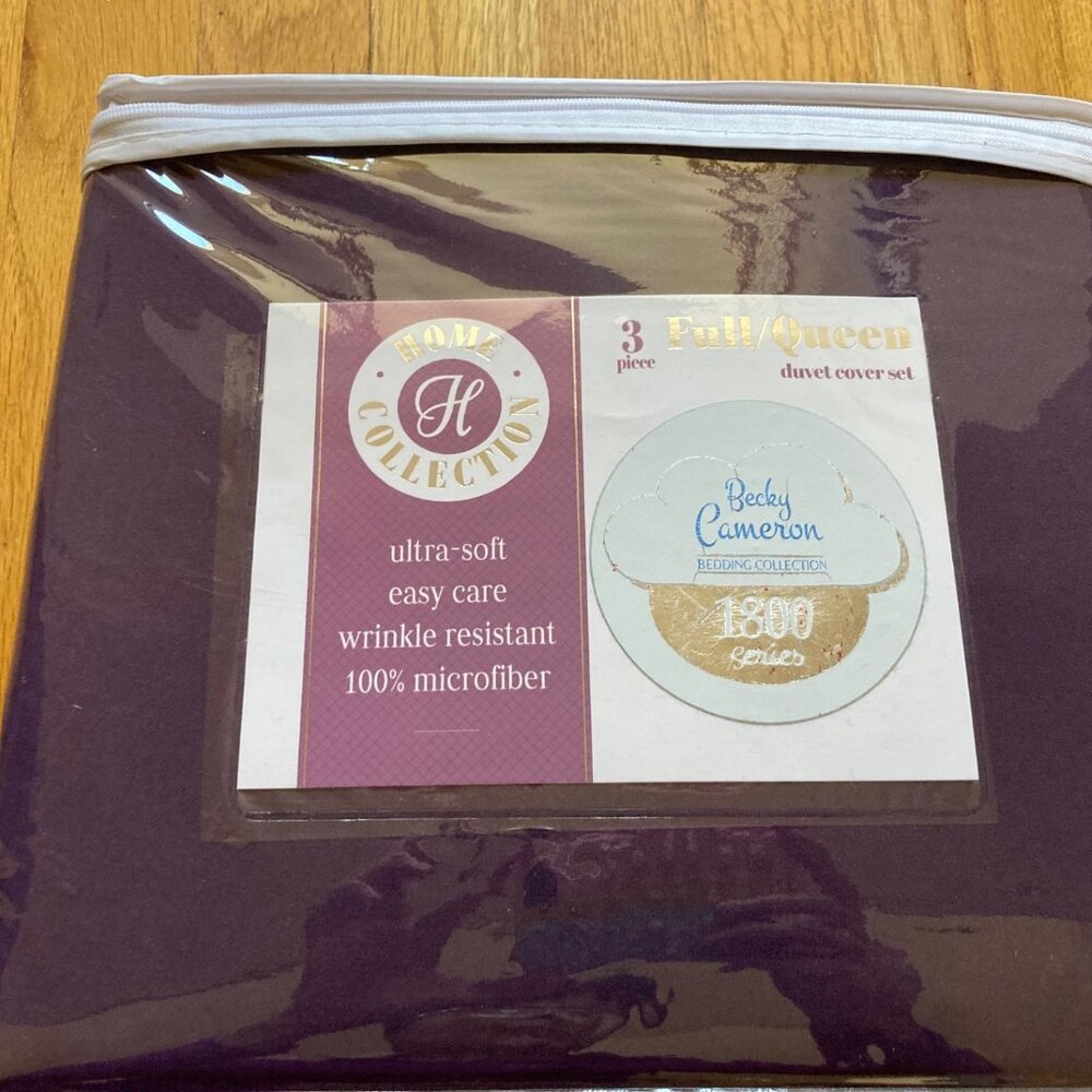 NEW BECKY CAMERON Home Collection 1800 FULL / QUEEN White Duvet Cover & 2 Shams